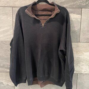 Quarter Zip Sweater Black/Brown L